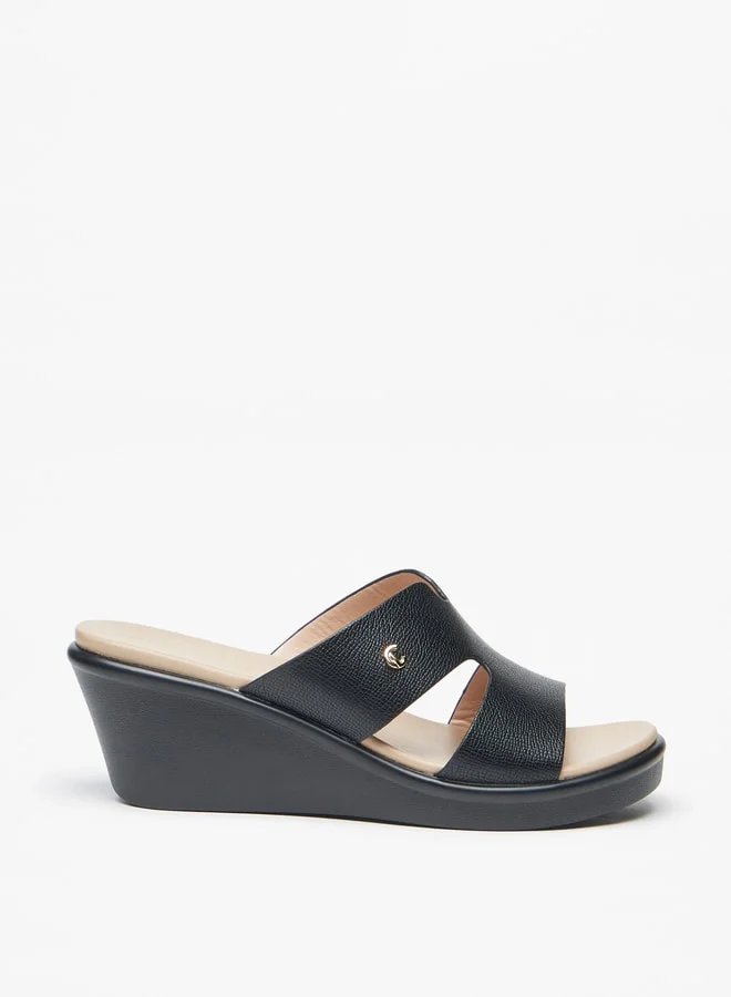 Le Confort Women's Textured Slip-On Sandals with Wedge Heels