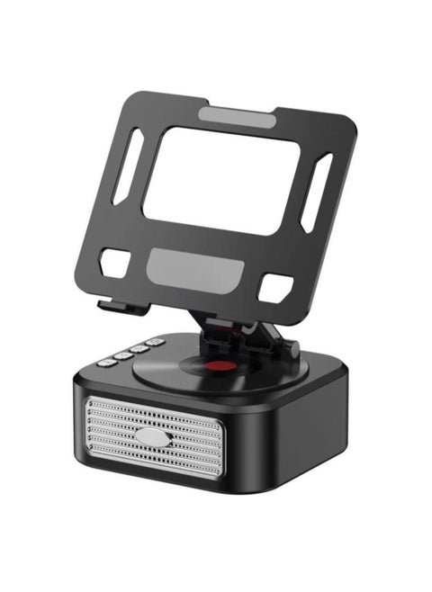 Tablet Stand with Wireless Bluetooth Speaker and Non-Slip Base, Phone Stand with Bluetooth Speaker for Home Kitchen and Desktop, Compatible with iPhone/iPad/Samsung