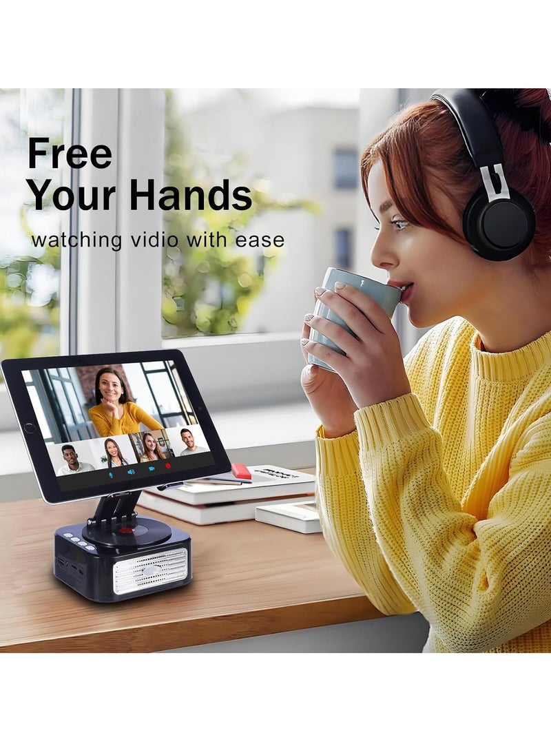 General - Tablet Stand with Wireless Bluetooth Speaker and Non-Slip Base, Phone Stand with Bluetooth Speaker for Home Kitchen and Desktop, Compatible with iPhone/iPad/Samsung - Image 1
