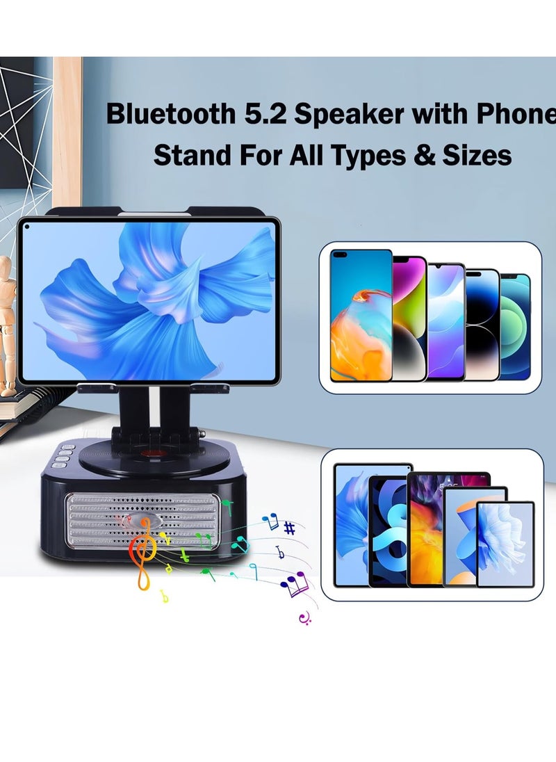 General - Tablet Stand with Wireless Bluetooth Speaker and Non-Slip Base, Phone Stand with Bluetooth Speaker for Home Kitchen and Desktop, Compatible with iPhone/iPad/Samsung - Image 1