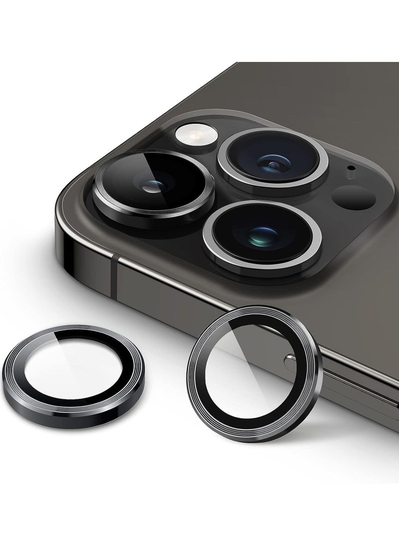 Rock Pow Camera Lens Protector for iPhone 15 Pro 6.1-Inch and iPhone 15 Pro Max 6.7-Inch 9H Tempered Glass Metal Individual Ring Cover HD Clear  - Image 1