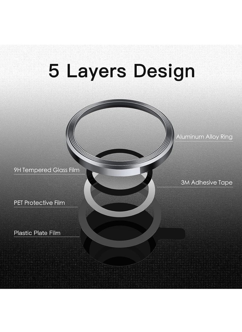 Rock Pow Camera Lens Protector for iPhone 15 Pro 6.1-Inch and iPhone 15 Pro Max 6.7-Inch 9H Tempered Glass Metal Individual Ring Cover HD Clear  - Image 3