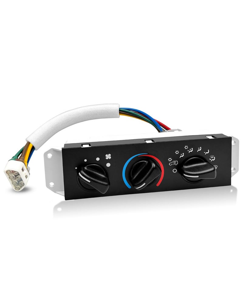 وحدة التحكم في المناخ HS373 متوافقة مع جيب رانجلر TJ 1999-2004 وحدة التحكم في HVAC مع مفتاح مروحة التكييف مفتاح التحكم في سخان التكييف استبدال SW2348 55037473AB لوحة التحكم في سخان التكييف