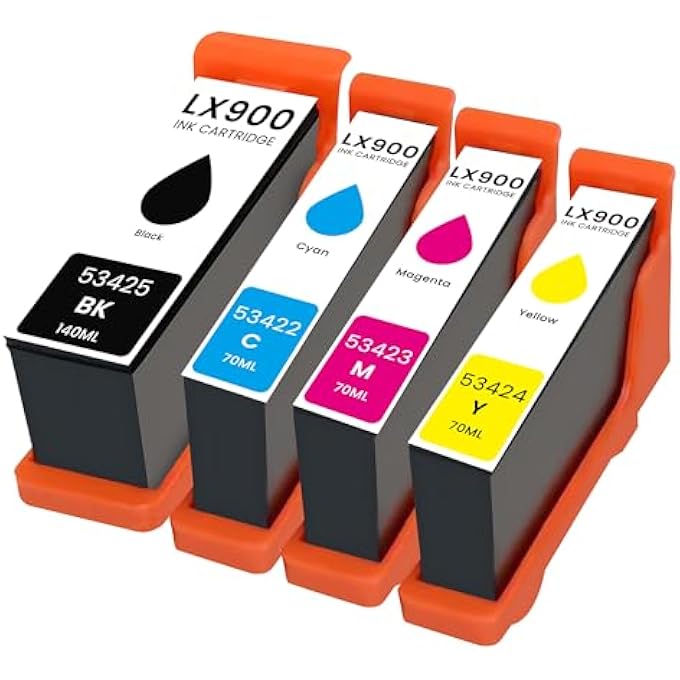 LX900 LX-900 INK CARTRIDGE 53422 53423 53424 53425 (4-PACK) REPLACEMENT FOR PRIMERA LX900 INK FOR LX900 LX-900 PRINTER LX900XL INK, BLACK CYAN MAGENTA YELLOW - Image 3