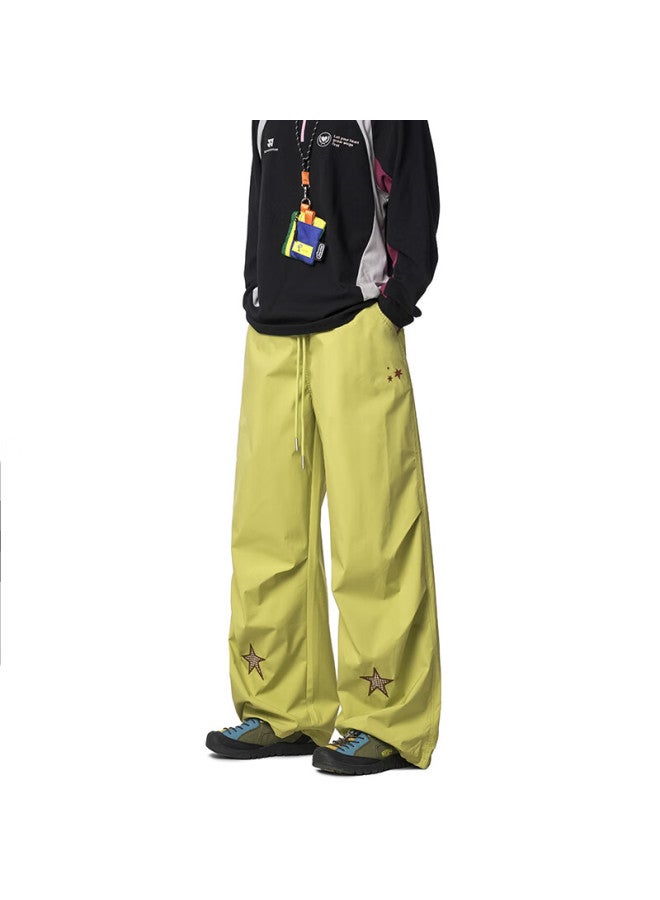 Izexx American-style Star Wrinkle Casual Pants For Men, Spring Paratrooper Casual Trousers, Loose Straight-leg Tactical Long Pants Zw82 Mustard Yellow XL - Image 1