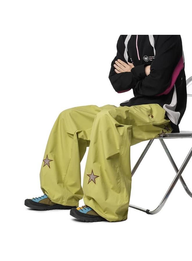 Izexx American-style Star Wrinkle Casual Pants For Men, Spring Paratrooper Casual Trousers, Loose Straight-leg Tactical Long Pants Zw82 Mustard Yellow XL - Image 5