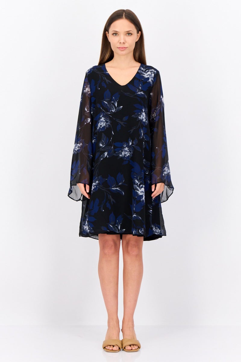 CARMEN MARC VALVO Women Allover Print Midi Dress, Black - Image 3