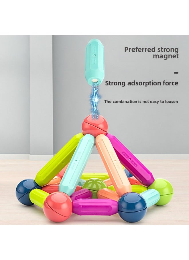 Magnetic Rod Magnetic Building Blocks Joker 3D Assembled Modeling Diy Hand-made Teaching Building Blocks Children's Toys Wholesale-Color:64-piece Set (storage Box)  - Image 3