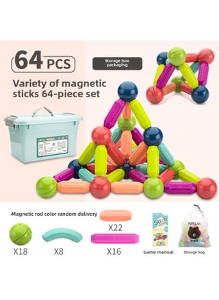 Magnetic Rod Magnetic Building Blocks Joker 3D Assembled Modeling Diy Hand-made Teaching Building Blocks Children's Toys Wholesale-Color:64-piece Set (storage Box) - pzsku/Z6D42B74C7EAD752E87F5Z/45/1749464568/20e67efd-e863-4e80-a179-9161bbe12846