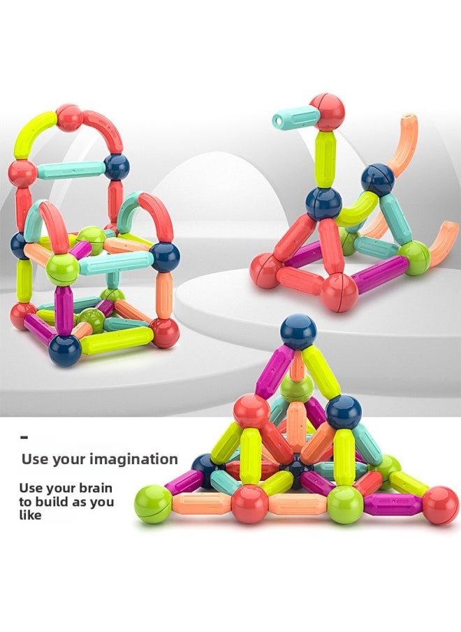 Magnetic Rod Magnetic Building Blocks Joker 3D Assembled Modeling Diy Hand-made Teaching Building Blocks Children's Toys Wholesale-Color:64-piece Set (storage Box)  - Image 4