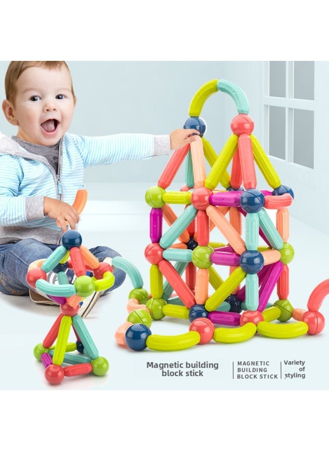 Magnetic Rod Magnetic Building Blocks Joker 3D Assembled Modeling Diy Hand-made Teaching Building Blocks Children's Toys Wholesale-Color:64-piece Set (storage Box)  - Image 2