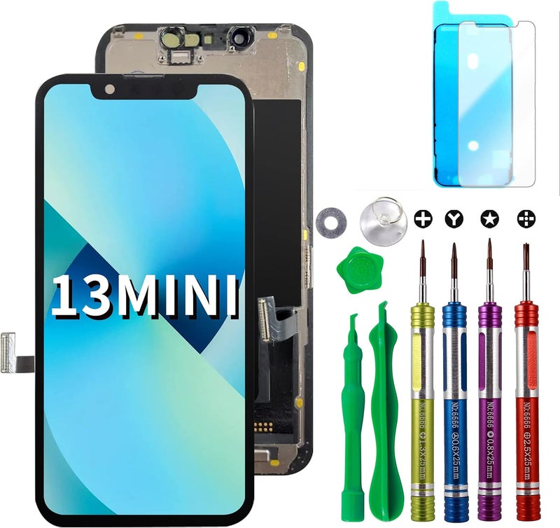 Ace Tech Cellular LCD Screen Replacement for iPhone 13 Mini 5.4 inch (Model A2481, A2626, A2628, A2629, A2630) Touch Screen Display Digitizer Frame Assembly w/Tool Kit - Image 1