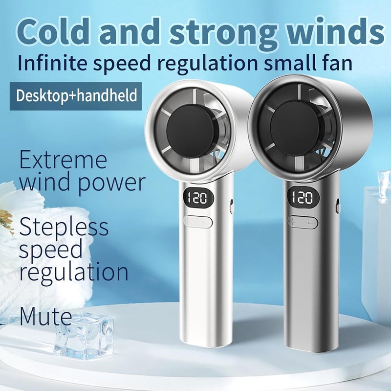 Mini Portable Fan Powerful Handheld Fan,120 Speeds Infinitely Variable Speed Personal Small Rechargeable Hand Fan for Adults & Kids Travel White 16X5.8X5.55CM - Image 5