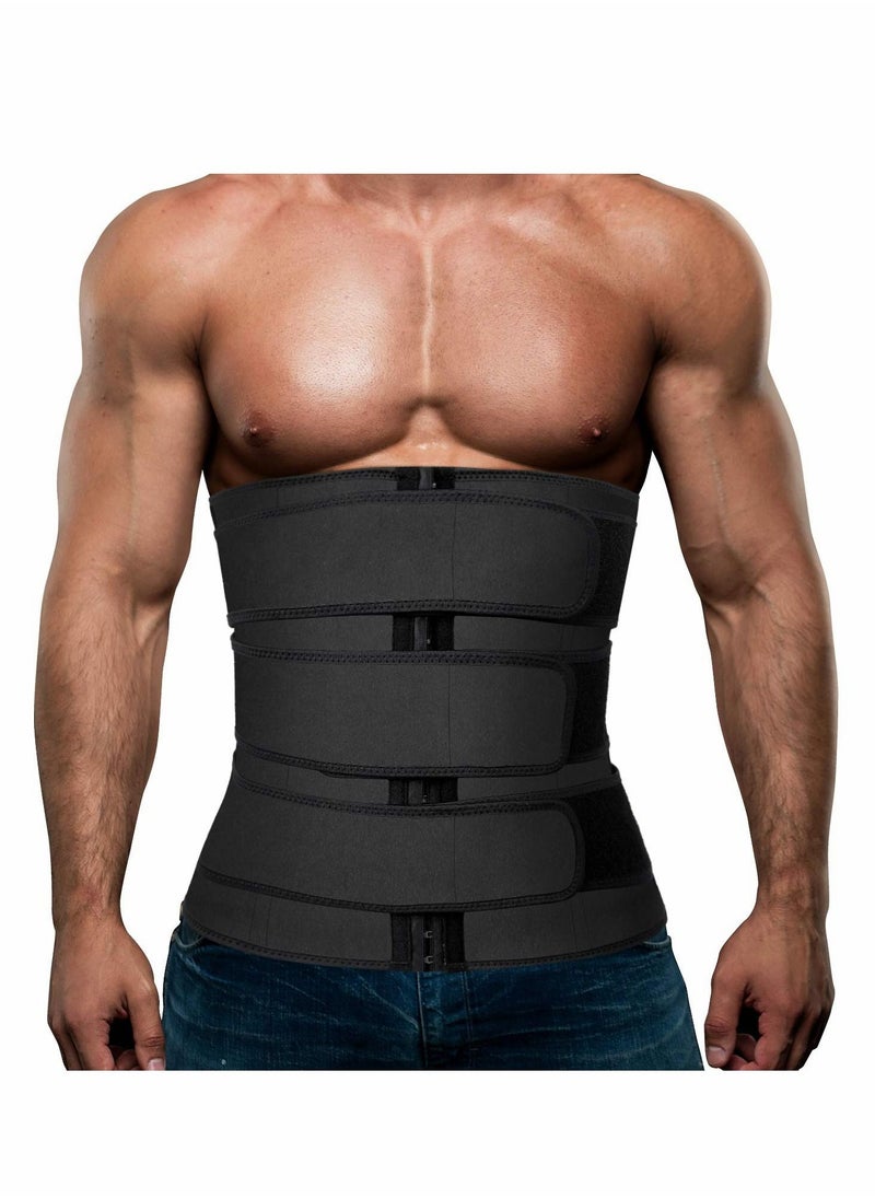 Y&D Mens Workout Waist Trainer Neoprene Corset Sauna Sweat Trimmer Cincher Slimming Belly with Belts, 2XL  - Image 1