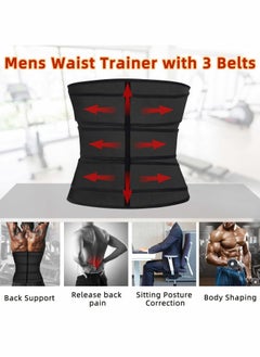 Y&D Mens Workout Waist Trainer Neoprene Corset Sauna Sweat Trimmer Cincher Slimming Belly with Belts, 2XL  - Image 2