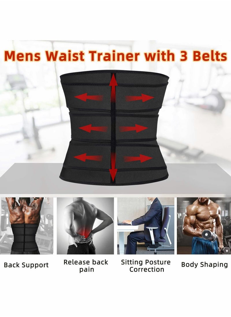 Y&D Mens Workout Waist Trainer Neoprene Corset Sauna Sweat Trimmer Cincher Slimming Belly with Belts, 2XL  - Image 2