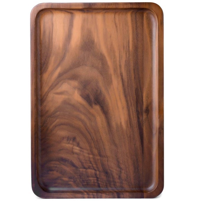 Wood Serving Tray Wooden Decorative Coffee Tea Platter Black Walnut 134 x 9 Inches