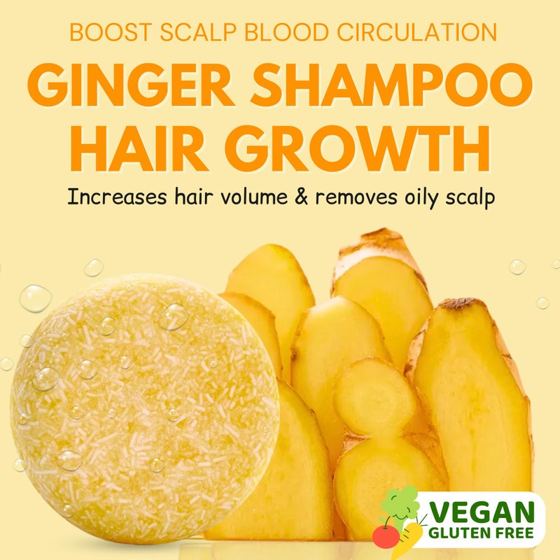 Muun Ginger Rosemary & Rice Water Shampoo Bar Pack 3 - Hair Growth, Thickening, Strengthening, Anti Hair Loss, Volumize & pH Balanced - Sulfate & Silicone Free For All Hair Type - Image 2