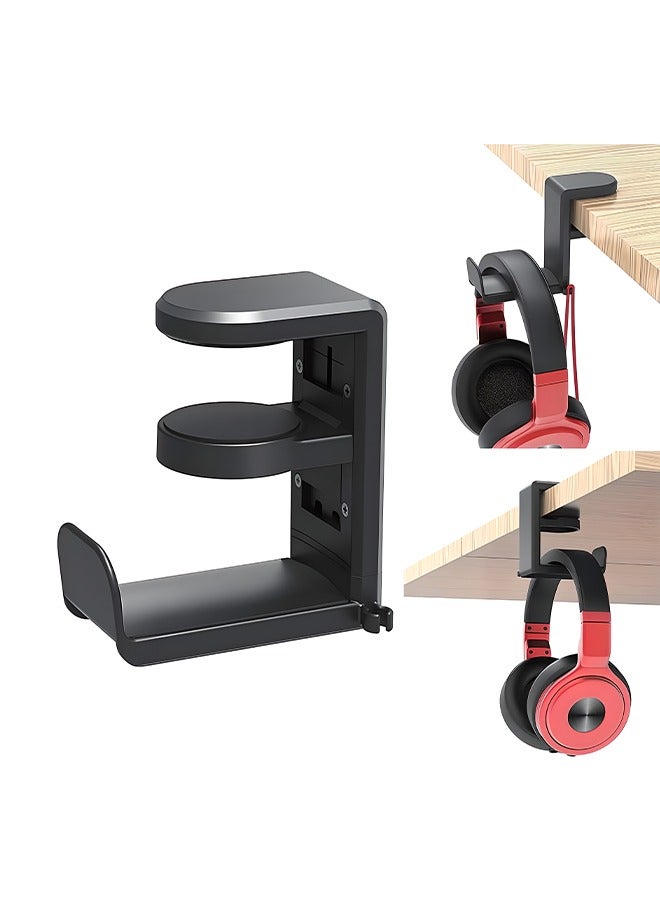 360° Rotating Headphone Holder with Headphone Cable Slot, Portable and Durable Headphone Stand, Desktop Space Saving Design, Easy to Install and Disassemble, Suitable for Office, Home, Travel - Image 1