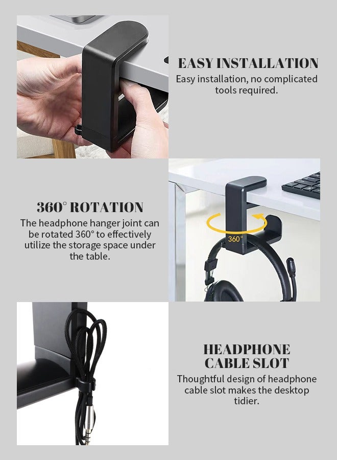 360° Rotating Headphone Holder with Headphone Cable Slot, Portable and Durable Headphone Stand, Desktop Space Saving Design, Easy to Install and Disassemble, Suitable for Office, Home, Travel - Image 3