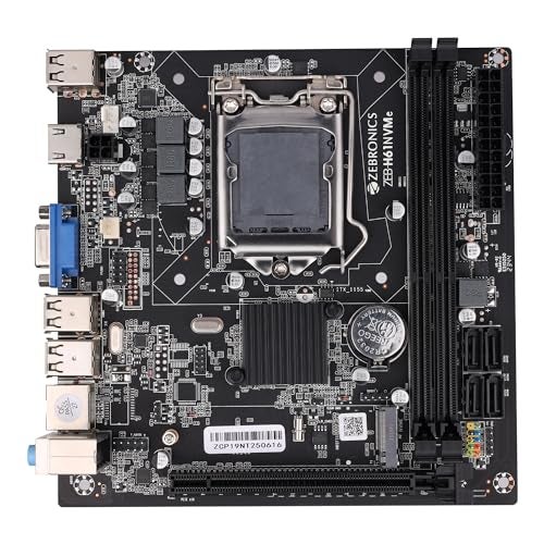 ZEBRONICS H61-NVMe Micro-ATX Motherboard for LGA 1155 Socket, Supports Intel 2nd & 3rd Generation Processors, M.2 Slot, 5.1 Audio, DDR3 1600 MHz, Ports (RJ45 | SATA | USB | HDMI) - Image 1