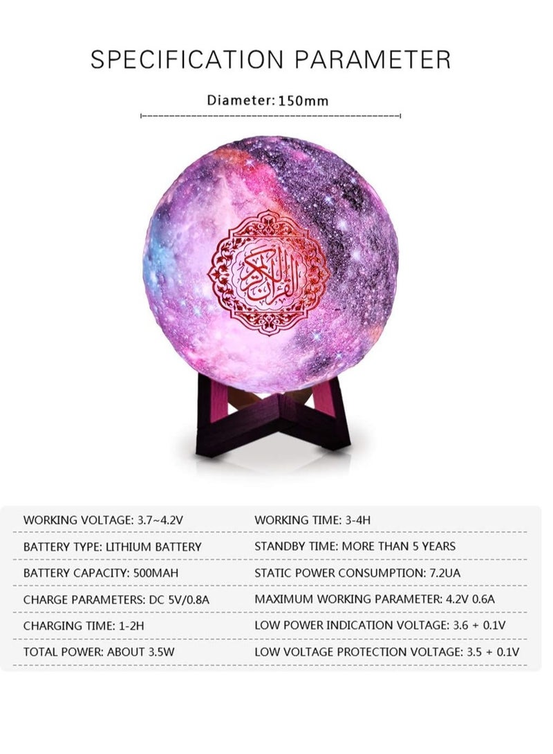 ELTRAZONE Moon Quran Speaker,Starry Moon Quran Lamp Bluetooth Speaker Lamp Quran Cuba with APP Control Quran Recitation, Eid Mubarak hajj Gifts - Image 3