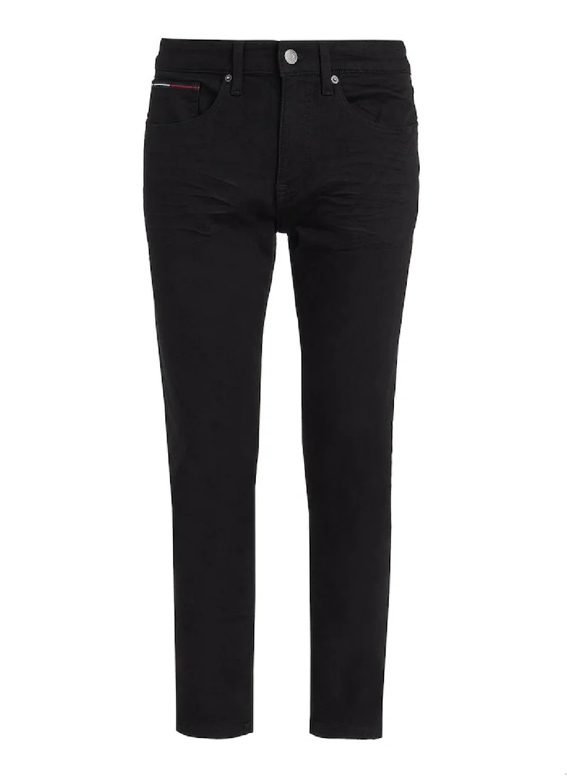 TOMMY JEANS Men's Tapered Slim Fit Black Jeans, Black