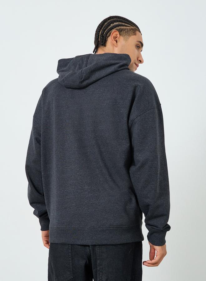 Styli Men Charcoal Graphic Print Oversized Hoodie - Image 4