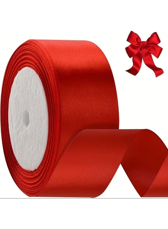 KRONFOL 3 pcs 2.54 cm , 25m Roll (each one) Red Satin Ribbon - Glossy Smooth Surface, Durable Material for Crafts, Wedding Cake Wrapping, Gift Packaging, Bows, Wreaths, Christmas Tree Decorations, Ribbon for Crafts - Image 1