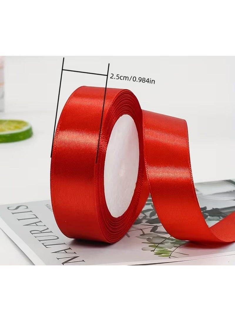 KRONFOL 3 pcs 2.54 cm , 25m Roll (each one) Red Satin Ribbon - Glossy Smooth Surface, Durable Material for Crafts, Wedding Cake Wrapping, Gift Packaging, Bows, Wreaths, Christmas Tree Decorations, Ribbon for Crafts - Image 2