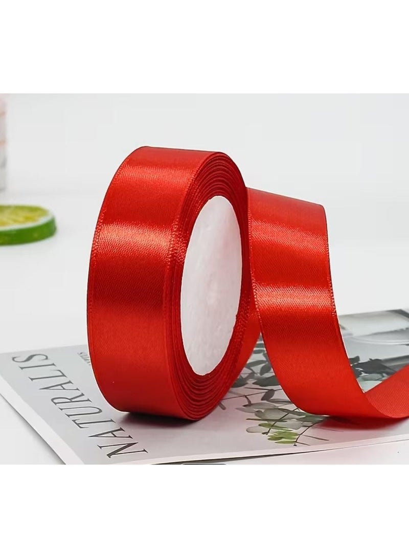KRONFOL 3 pcs 2.54 cm , 25m Roll (each one) Red Satin Ribbon - Glossy Smooth Surface, Durable Material for Crafts, Wedding Cake Wrapping, Gift Packaging, Bows, Wreaths, Christmas Tree Decorations, Ribbon for Crafts - Image 3