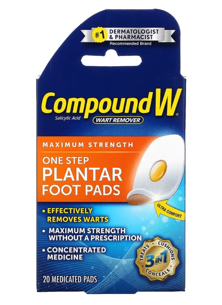 Compound W Compound W, Wart Remover, One Step One Foot Pads, Maximum Strength, 20 Medicated Pads 