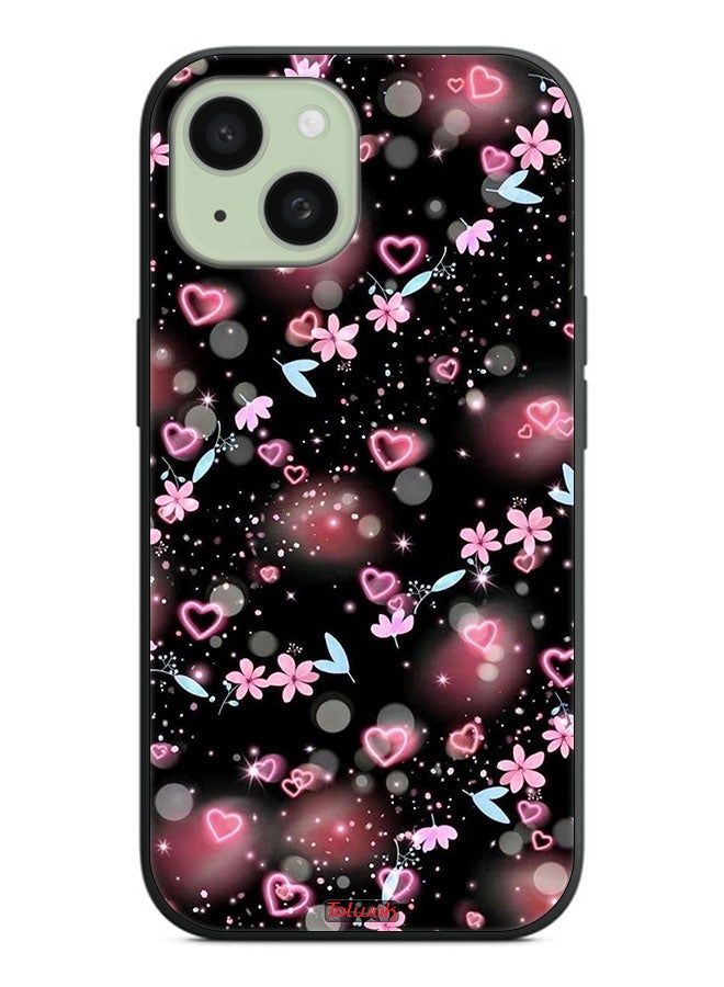 Tolwak غطاء حماية آبل آيفون 15 مزين بقلوب صغيرة وزهور - Image 2