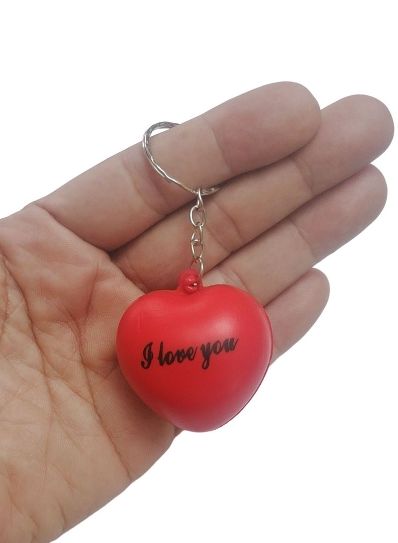 Heart Shape Squeeze I Love You Written Red Keychain, Key Ring - Image 2