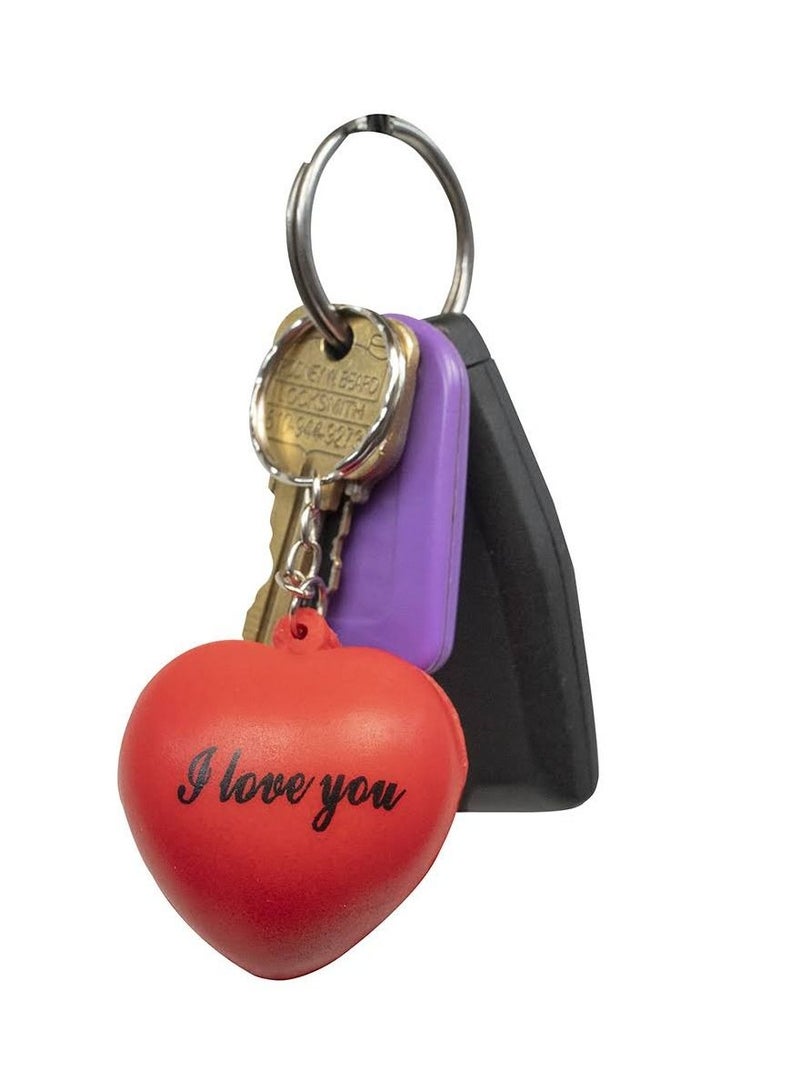 Heart Shape Squeeze I Love You Written Red Keychain, Key Ring - Image 3