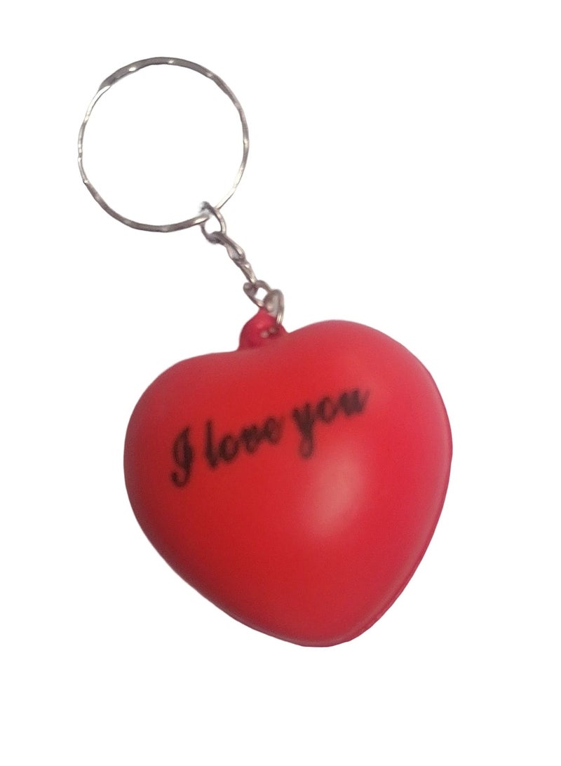Heart Shape Squeeze I Love You Written Red Keychain, Key Ring - Image 5