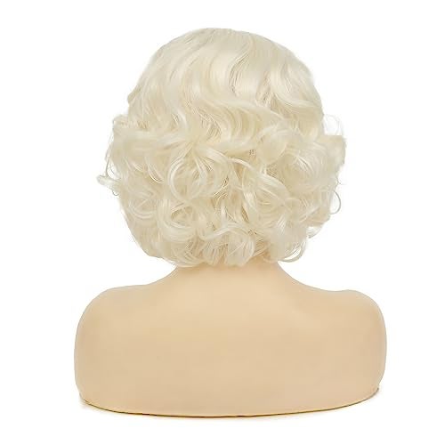 Tseses Blonde Curly Short Finger Wave Wigs for Lady with Bangs Synthetic Hair Natural Cosplay Halloween Costume Women Wigs - Image 5