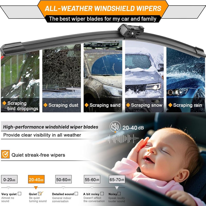 AUTOBOO 26"+21" Windshield Wiper Blade Replacement for Audi A6 A7 S6 S7 RS7 2012-2018 -Original Factory Quality (Pack of 2) - Image 5