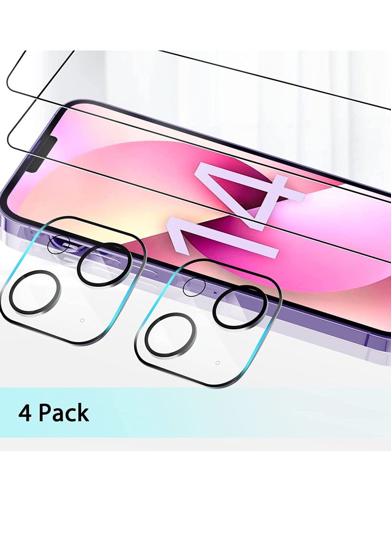 ELTRAZONE [2+2] Camera Lens Protector Compatible with iPhone 14 6.1 inch [2022 RELEASE ] with 2 Pack Tempered Glass Camera Lens Protector+2 Pack Tempered Glass 9H Hardness Ultra HD Easy to Install - Image 4