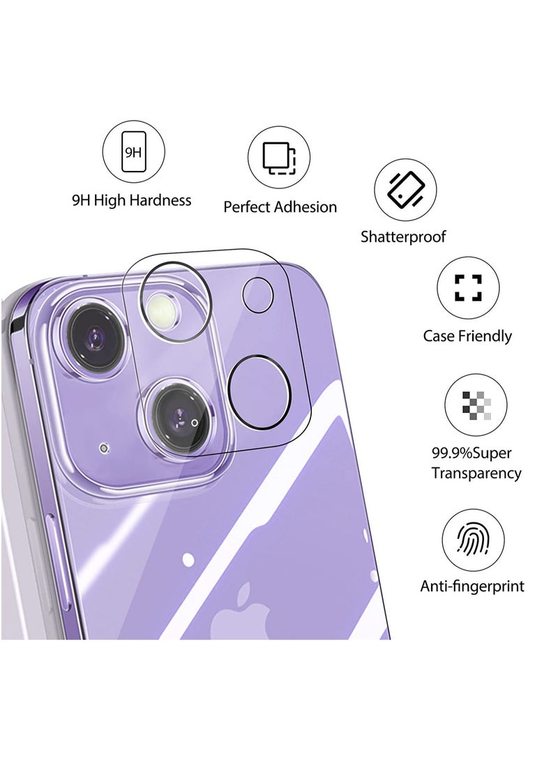 ELTRAZONE [2+2] Camera Lens Protector Compatible with iPhone 14 6.1 inch [2022 RELEASE ] with 2 Pack Tempered Glass Camera Lens Protector+2 Pack Tempered Glass 9H Hardness Ultra HD Easy to Install - Image 2