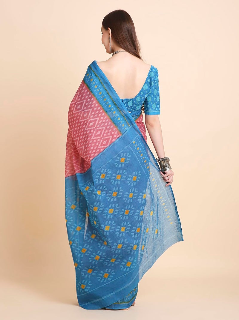 RATAN Pure Cotton Printed Mulmul Saree for Women with Blouse Piece (TANB-BP-21928_Onion Pink) - Image 2