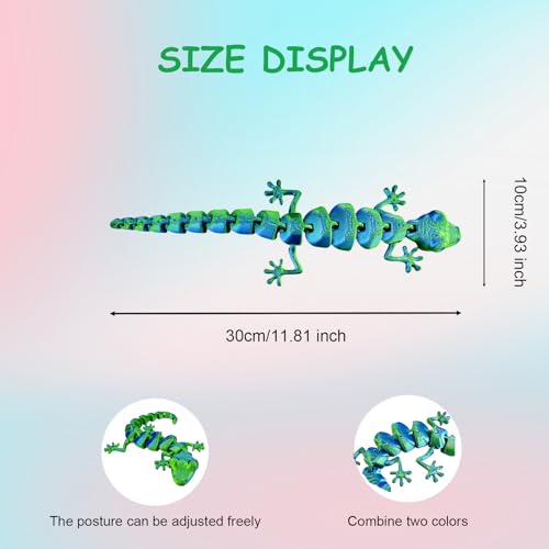 MAVLENT 3D Printed Gecko Animals Flexible Fidget Lizard for Adults Home Office Decor Stocking Stuffers Bulk Birthday Party Halloween - Image 5