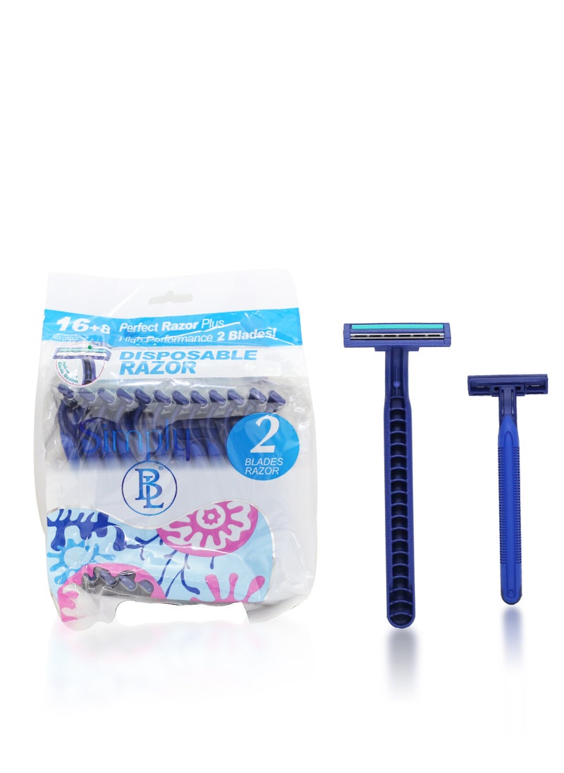 Box of 24 Blue Razor Blades Disposable Stainless Steel High End Twin Blade Razors - pzsku/Z6D4355D0372AE6556EE5Z/45/_/1705324662/8af419f0-a9fb-4e7d-9a44-faafb7fa90e0