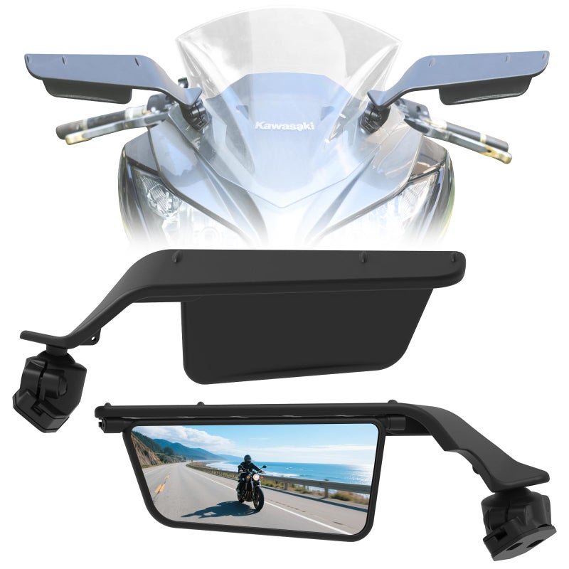 SHEJISI Motorcycle Mirrors for Honda CBR 300R 500R 1000RR 600RR,Kawasaki Ninja 650 500 300 ZX-10R 6R,Suzuki GSX R1000 600,Yamaha R1 R6 R7,Adjustable field of view,Foldable Sport Bike Rear View Mirror - Image 1