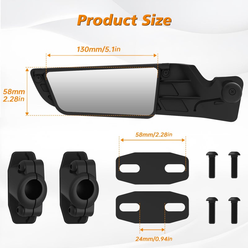 SHEJISI Motorcycle Mirrors for Honda CBR 300R 500R 1000RR 600RR,Kawasaki Ninja 650 500 300 ZX-10R 6R,Suzuki GSX R1000 600,Yamaha R1 R6 R7,Adjustable field of view,Foldable Sport Bike Rear View Mirror - Image 5