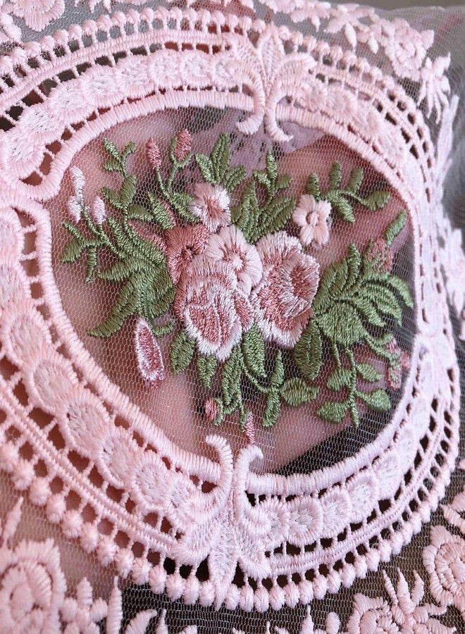 Fiygor 2Pack Retro Lace Placemats, French Crochet Doilies, Handmade Embroidered Table Mats, 12x16-in Pink Place Mats Cup Mat - Image 3