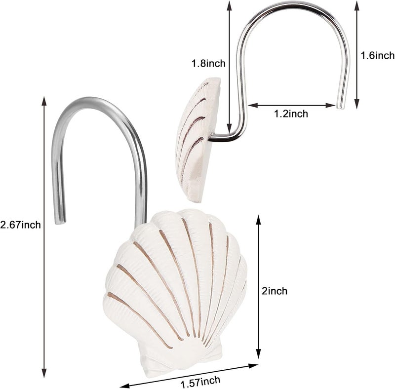 AGPtek Seashell Shower Curtain Hooks, 12PCS Anti Rust Decorative Resin Hooks for Bathroom, Baby Room, Bedroom, Living Room Decor (Yellow Seashell) - Image 5