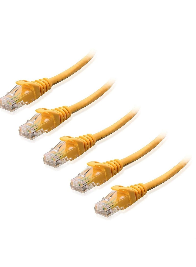 DKURVE 5 Pack Snagless 0.5M Short Cat6 Ethernet Cable Computer LAN Network Cord full copper Yellow  - Image 1