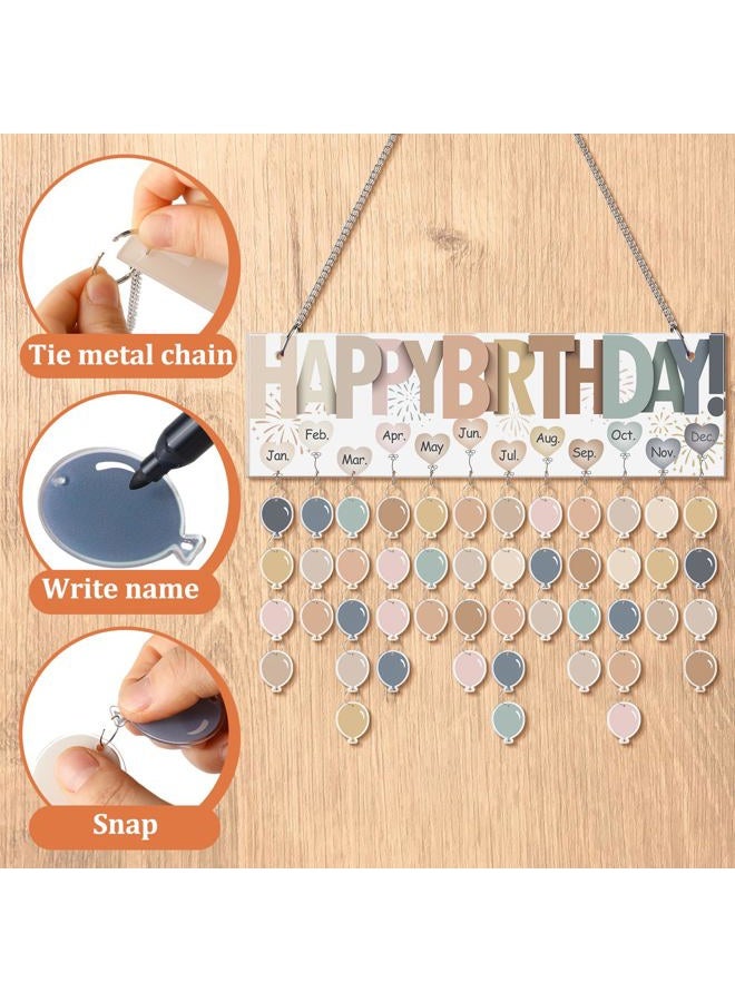 Eersida Acrylic Happy Birthday Calendar Board Birthday Tracker Plaque with 120 Balloon Tags Classroom Birthday Chart Hanging Family Birthday Reminder Calendar Classroom Bulletin Board (Boho Color) - Image 3