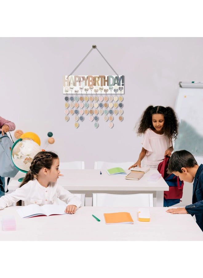 Eersida Acrylic Happy Birthday Calendar Board Birthday Tracker Plaque with 120 Balloon Tags Classroom Birthday Chart Hanging Family Birthday Reminder Calendar Classroom Bulletin Board (Boho Color) - Image 4